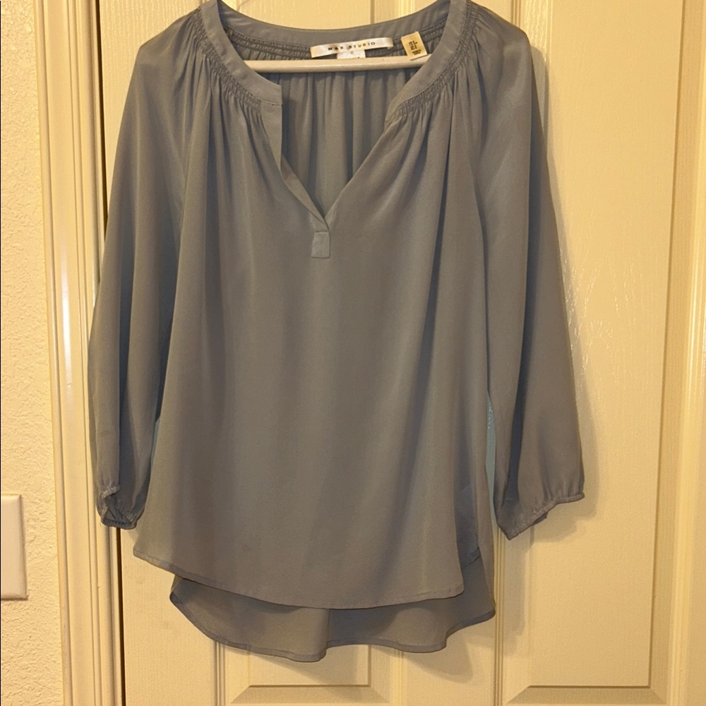 Max Studio light blue blouse